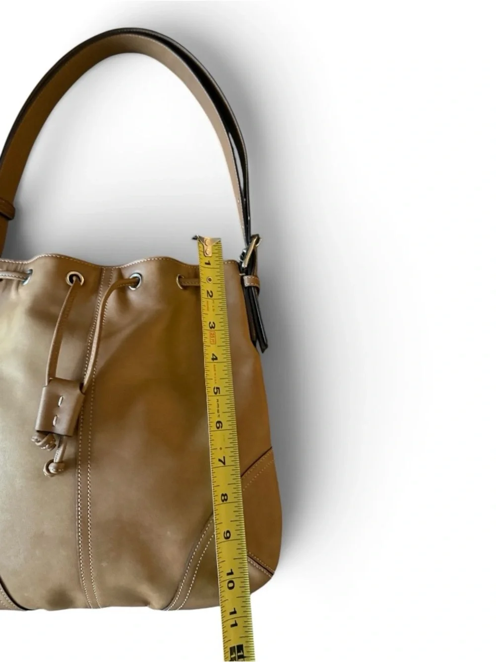 🎀 VINTAGE COACH DRAWSTRING BUCKET BAG | TAN LEATHER | AUTHENTIC 2004